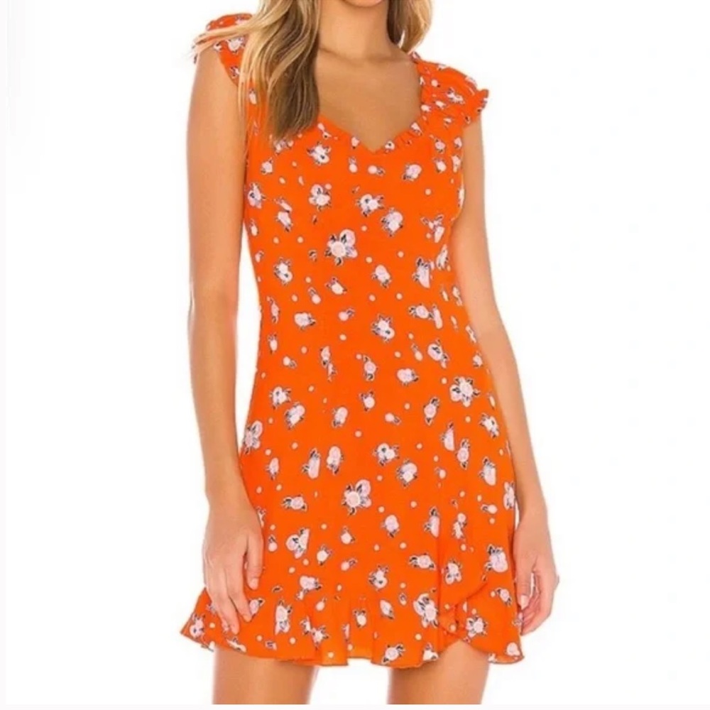 Free People Orange Floral Mini Dress